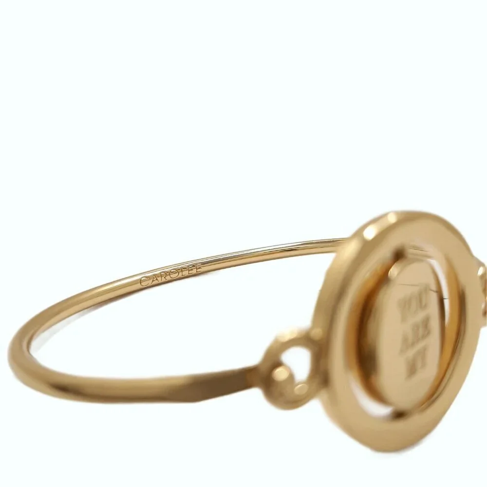 Carolee Yellow Sun Gold Tone Double Sided Charm Bangle Bracelet